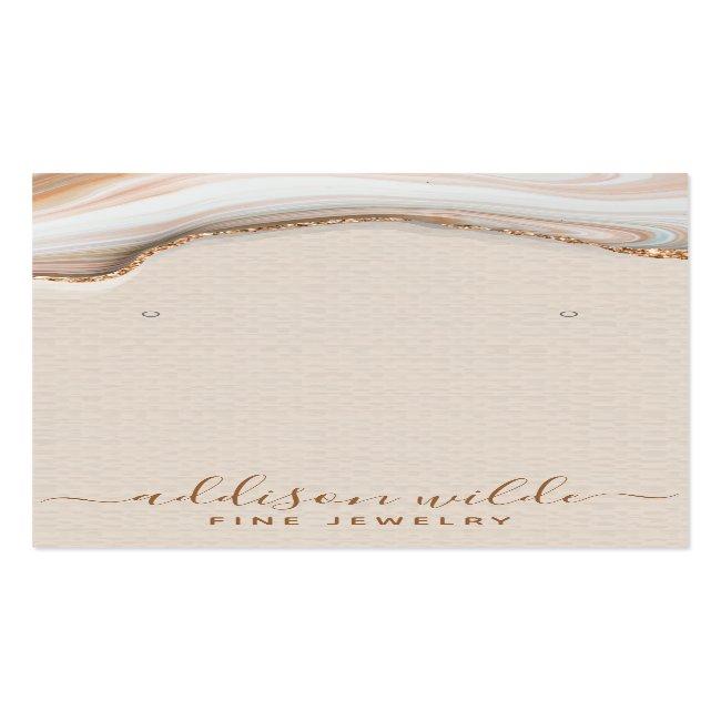 Elegant Gold Glitter Marble Agate Jewelry Display Business Card