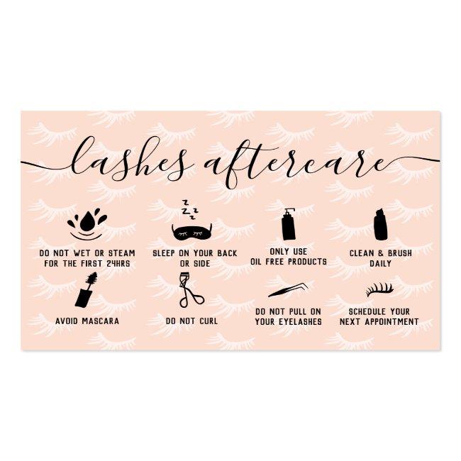 Elegant Lashes Aftercare Blush Pink Illustrations Business Card