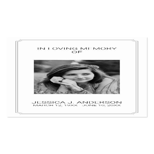 Elegant Photo Memorial Sympathy Prayer Card