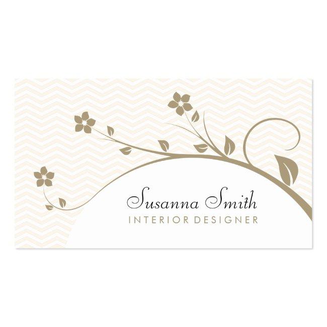 Elegant Professional Card With Flowers And Chevrón