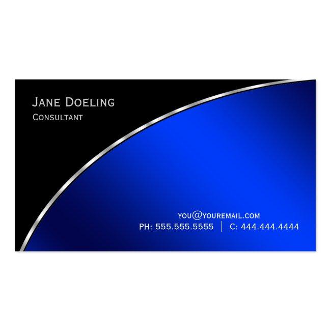 Elegant Professional Modern Black  Bright Blue Business Card
