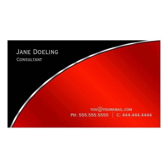 Elegant Professional Modern Black  Bright Crimson Business Card