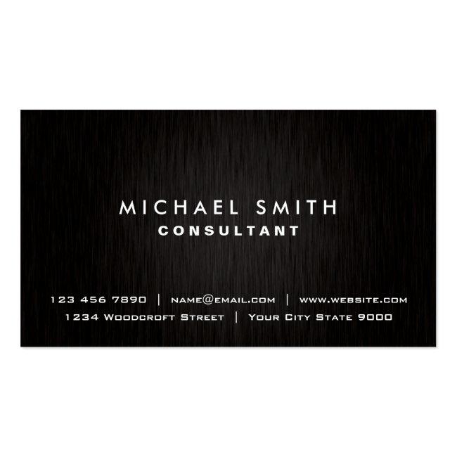 Elegant Professional Plain Black Modern Metal Look Business Card