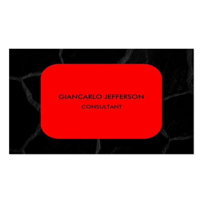 Elegant Red Black Stone Minimalist Professional Business Card