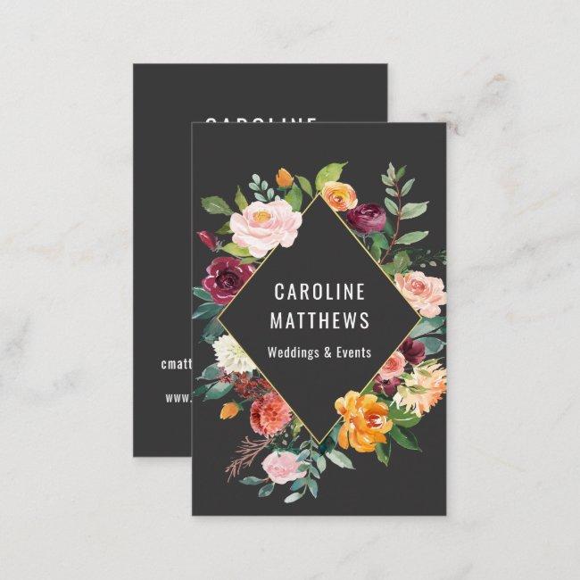 Elegant Rustic Watercolor Floral Business Card