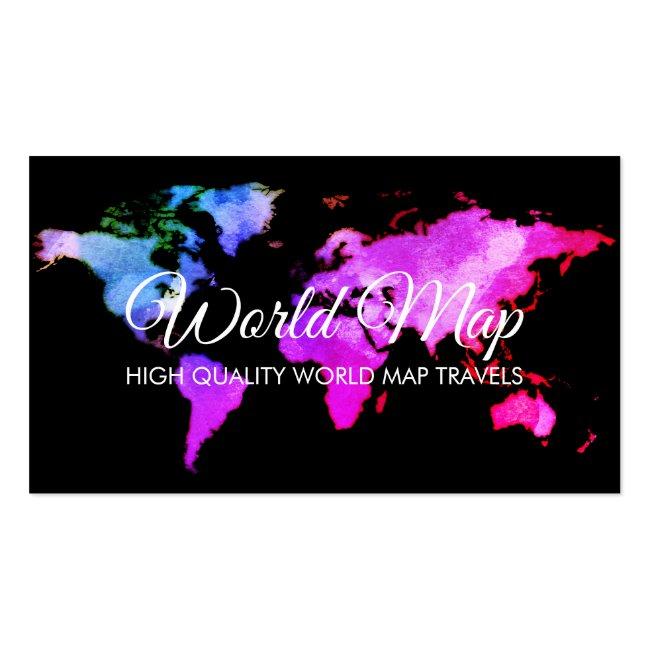 Elegant World Map Trip Globe Travel Agent Business Card