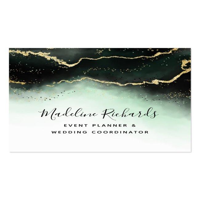 Ethereal Mist Ombre Emerald Green Watercolor Moody Square Business Card