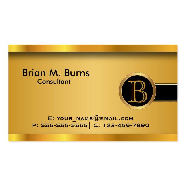 Executive Black Gold |  Diy Monogram Business Card