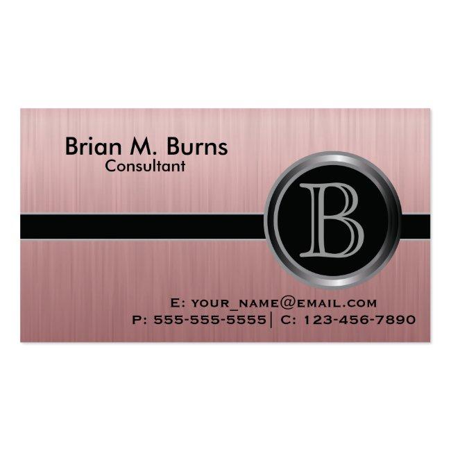 Executive Ruby Brush Steel Monogram Business Card