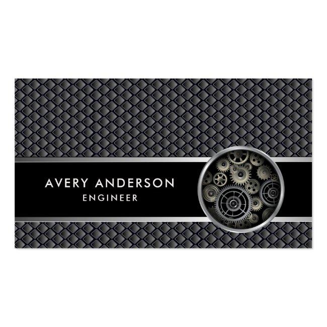 Exposed Gears Mechanical Look Business Card