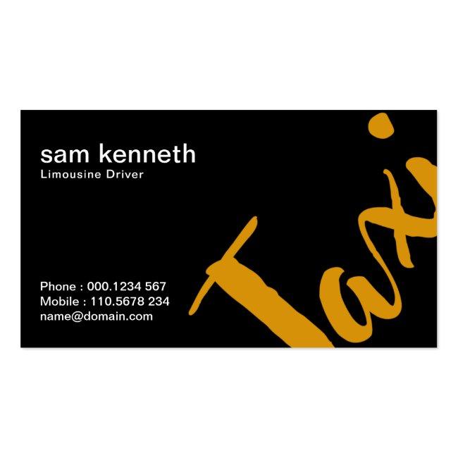 Extravagant Black Simple Bold Professional Taxi Business Card