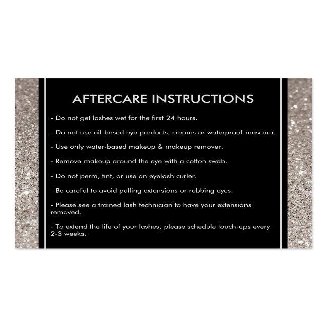 Eyelashes With Silver Glitter Salon Aftercare Card