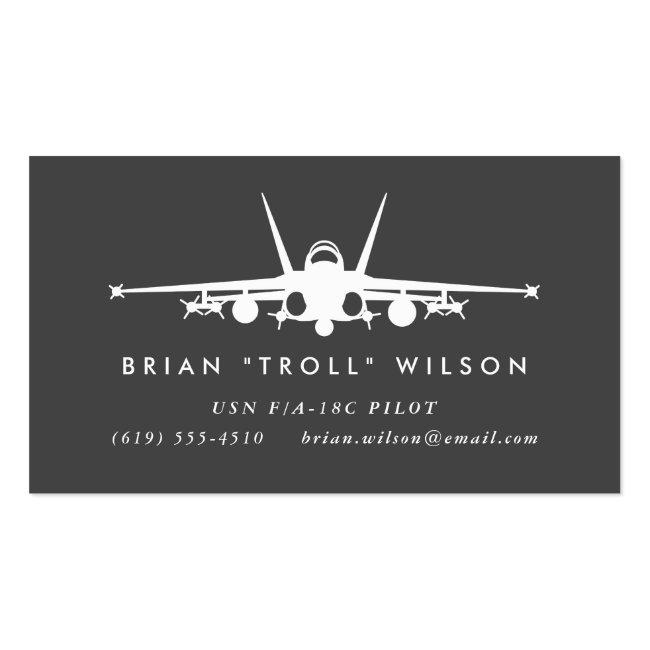 F/a-18c Fighter Pilot With Matching Pattern Business Card