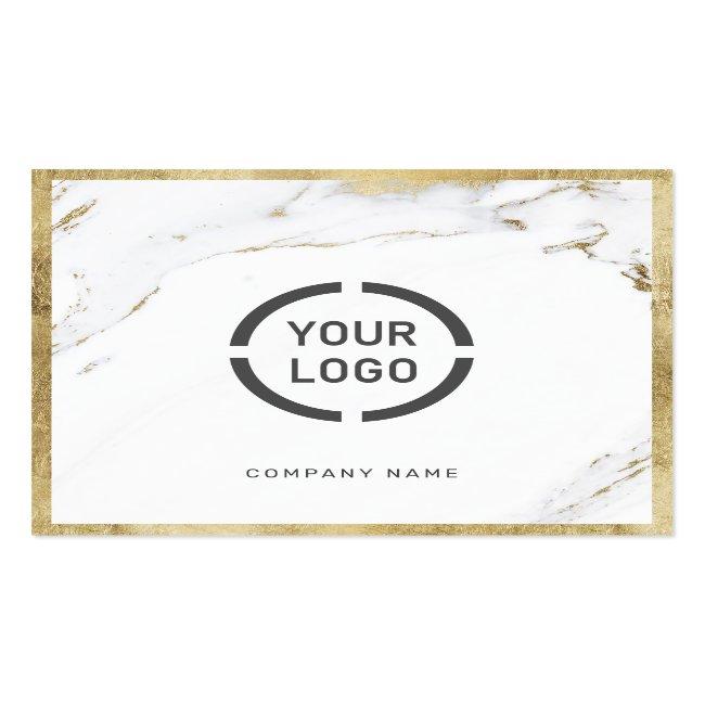 Faux Gold Marble Custom Company Logo Professional Square Business Card