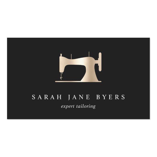 Faux Gold Sewing Machine | Seamstress Tailor Business Card