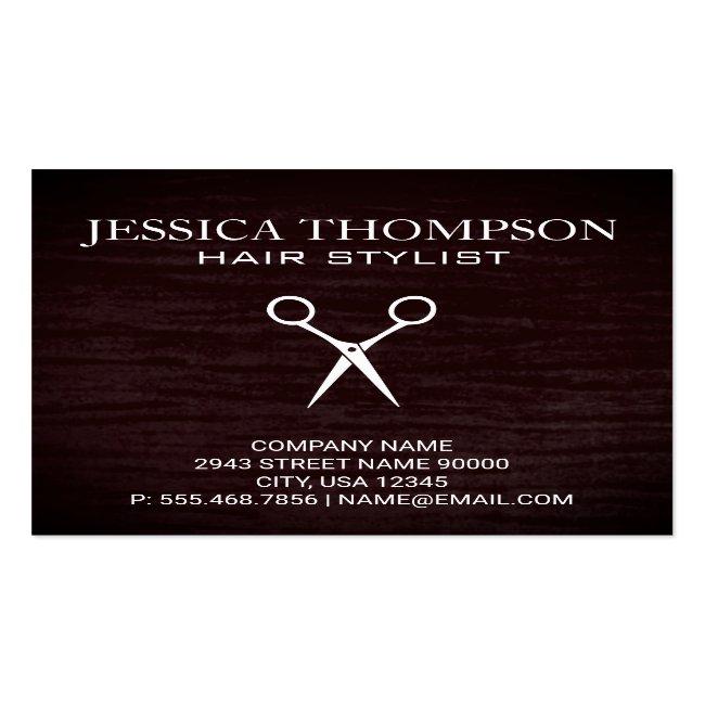 Faux Velvet Red With Shears Print Square Business Card