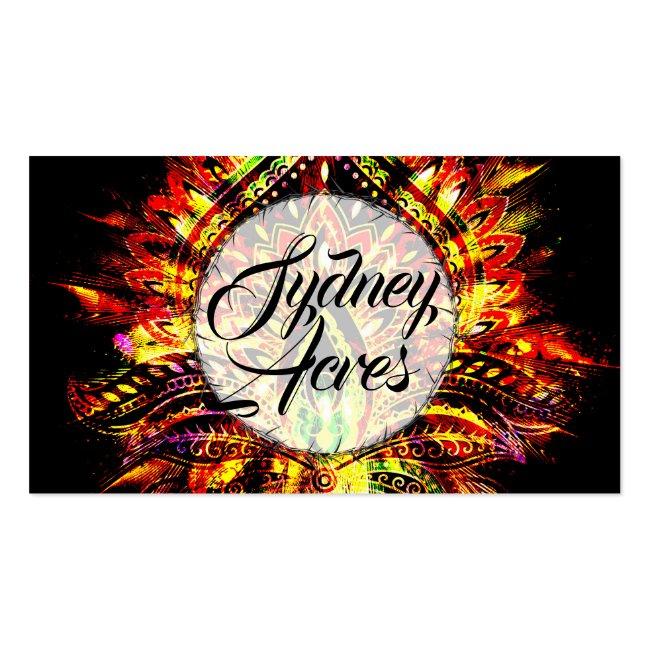 Fire Gem Personalized Tribal Feather Gypsy Moon Business Card