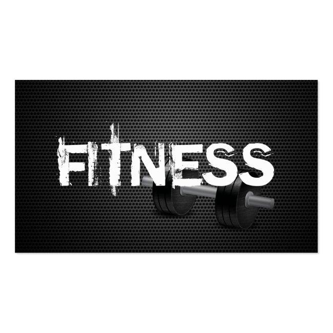 Fitness & Personal Trainer Dark Metal Business Card
