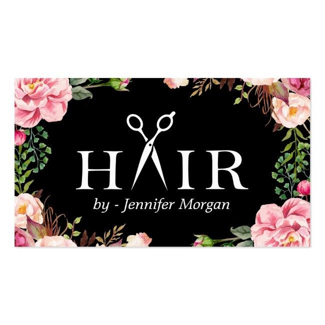 Floral Hair Stylist Logo Beauty Salon Appointment