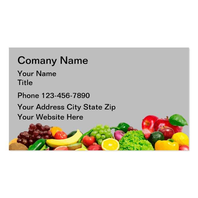 Food Nutrition Fruit Vegetables Business Card