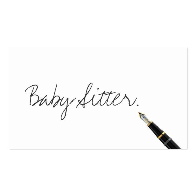 Free Handwriting Script Baby Sitter Business Card