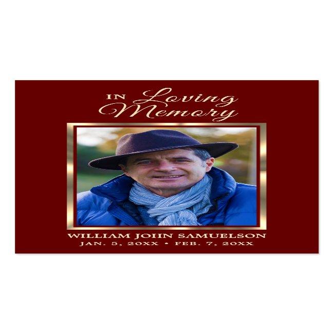 Funeral Prayer Thank You Burgundy Red Photo Business Card