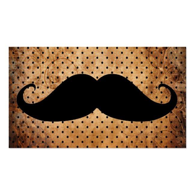 Funny Black Mustache Vintage Polka Dots Business Card