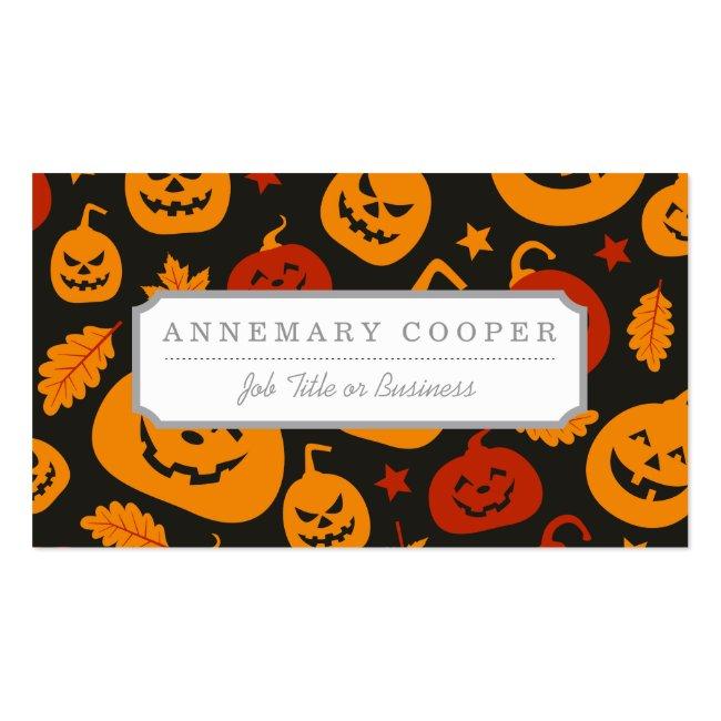 Funny Brown And Orange Halloween Pumpkins Pattern Business Card