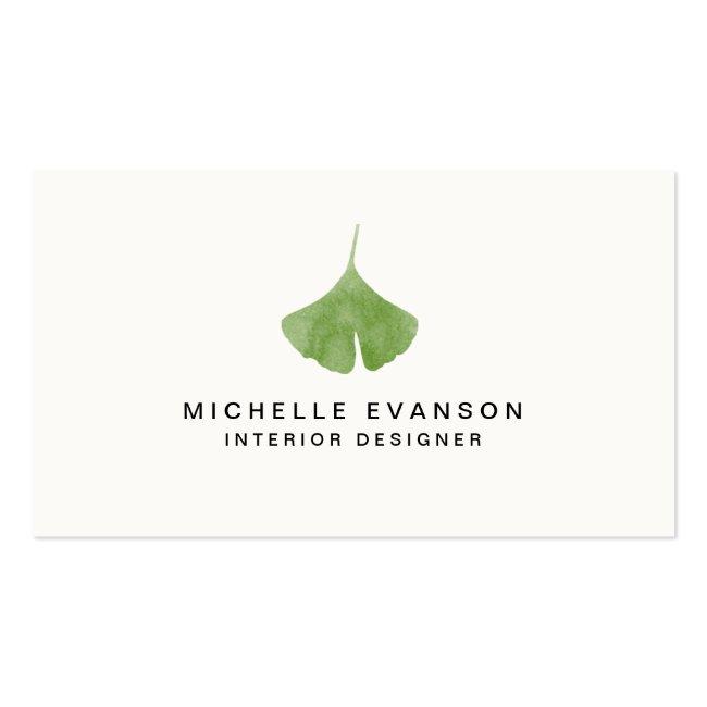 Ginkgo Leaf Simple Nature Minimalist Business Card
