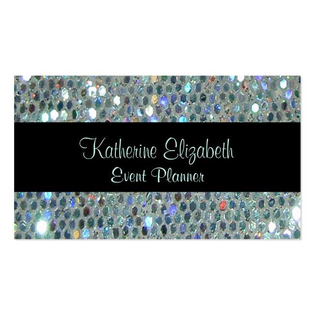 Glamorous Sparkly Glittery Glitzy Silver Bling Business Card