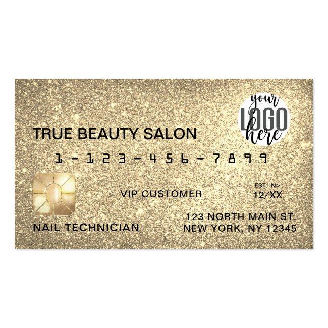 Glamorous Sparkly Gold Glitter Credit Card Logo