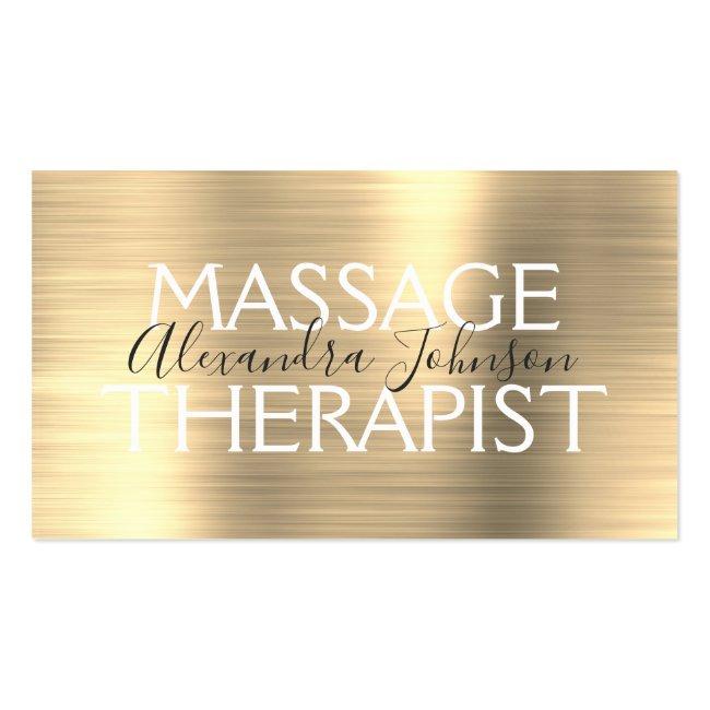 Gold Brushed Metal Massage Therapist Business Card