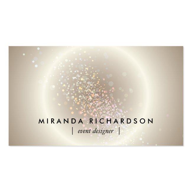 Gold Celestial Confetti Circle Event Planner Business Card