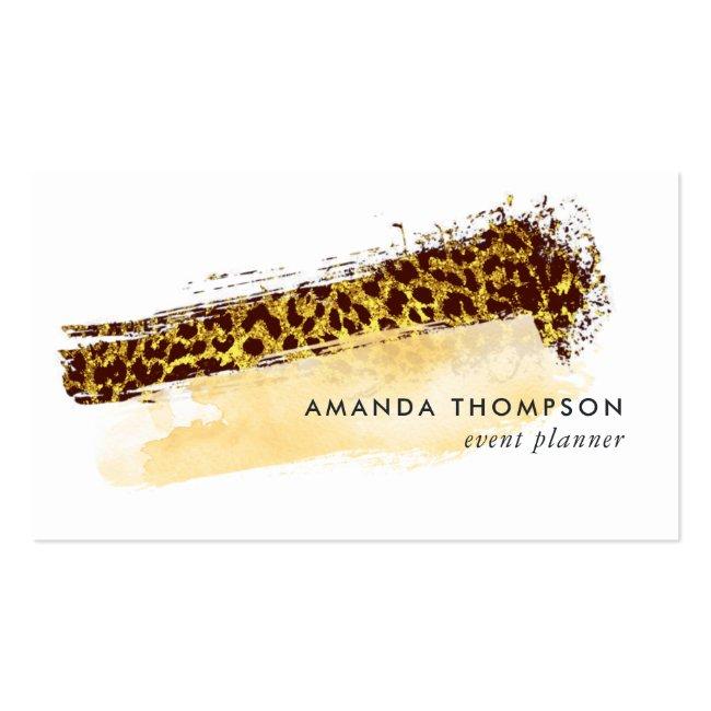 Gold Cheetah Skin Brush Strokes Business Card