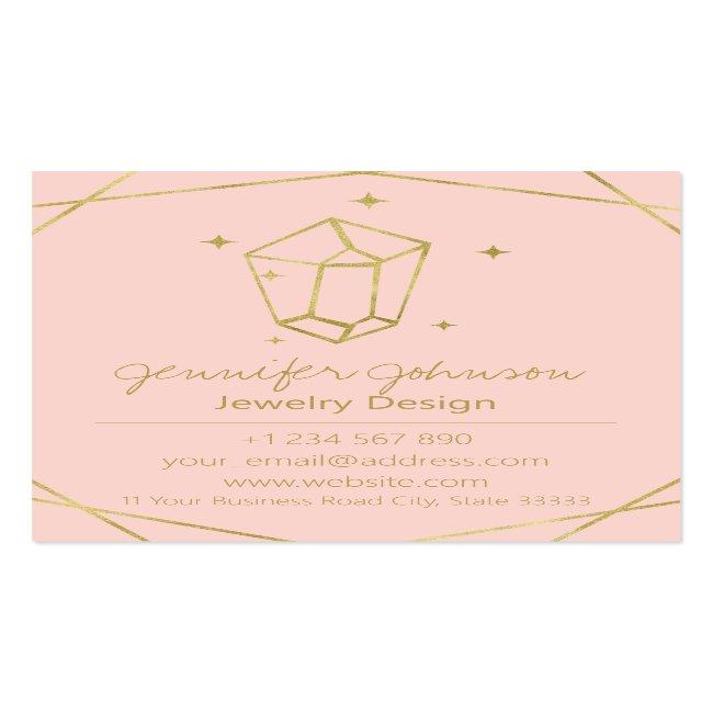Gold Foil Geometric Jewelry Care Business Card