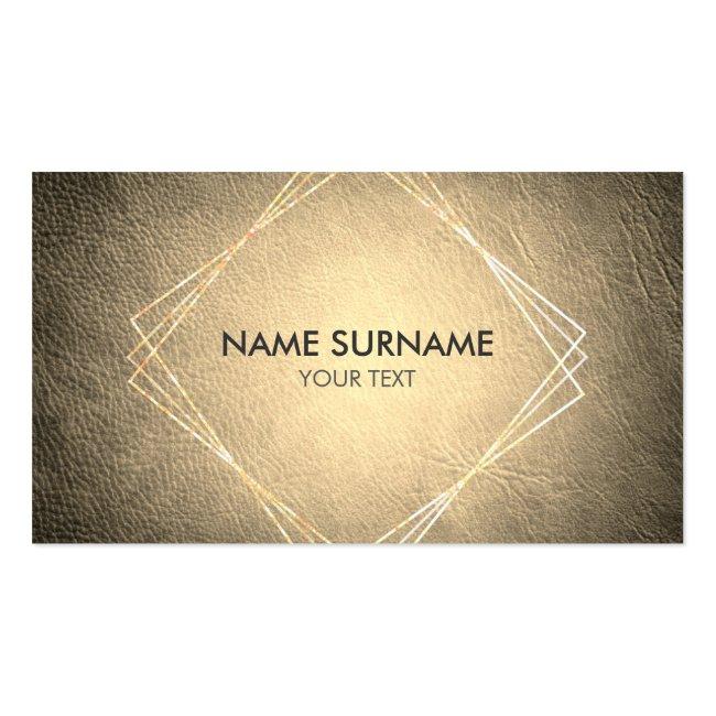 Gold Geometric Leather Social Business Card