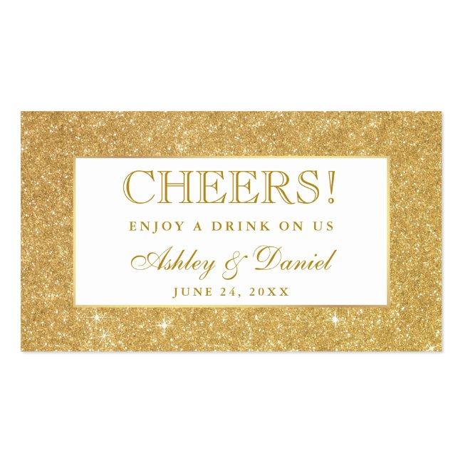 Gold Glitter Wedding Reception Drink Ticket Card