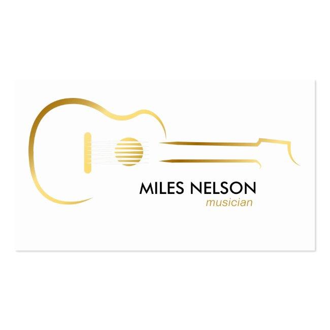 Gold Guitar Modern Logo Illustration Music Business Card