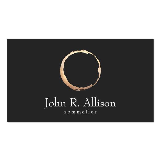 Gold Wine Stain Sommelier Black Business Card