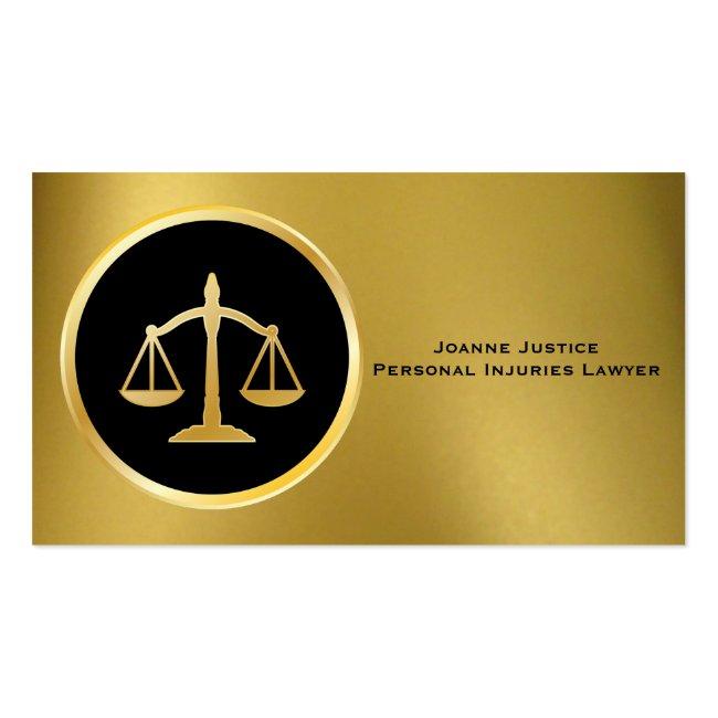 Gold With Scales Of Justice Business Cards