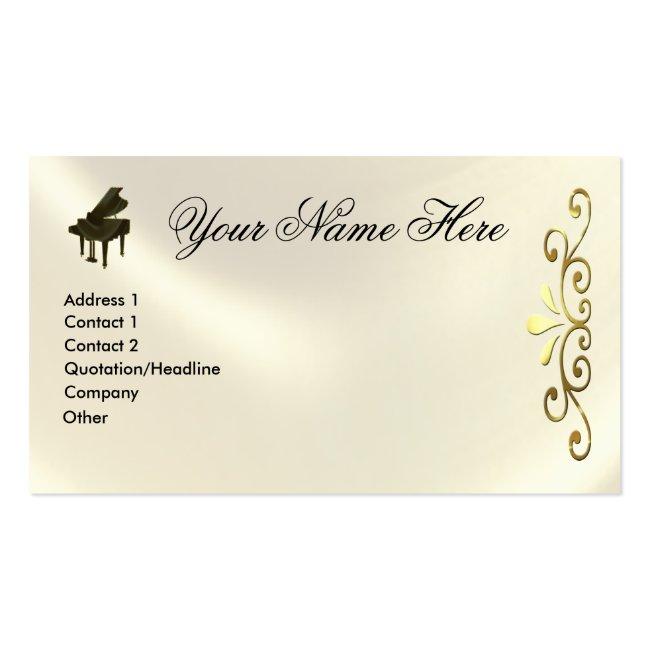 Grand Piano Keyboard Music Notes  And G-clef Business Card