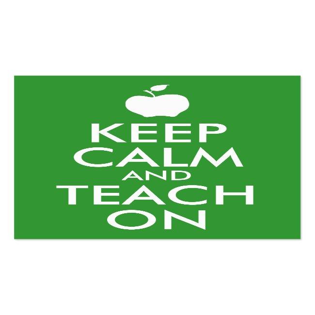Green Apple Keep Calm And Teach On Business Card