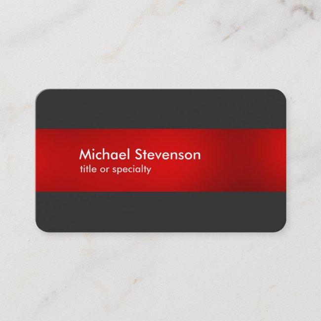 Grey Red Striped Modern Round Corner Business Card
