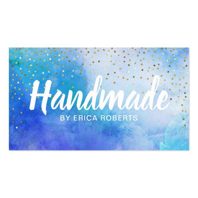 Handmade Gift Gold Confetti Elegant Watercolor Business Card