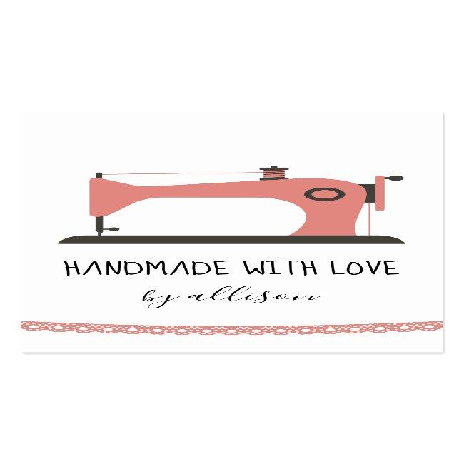 Handmade Sewing Machine Custom Boutique Typography Business Card