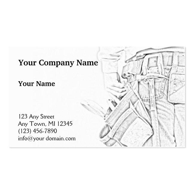 Handyman Sketch In Black And White Business Business Card