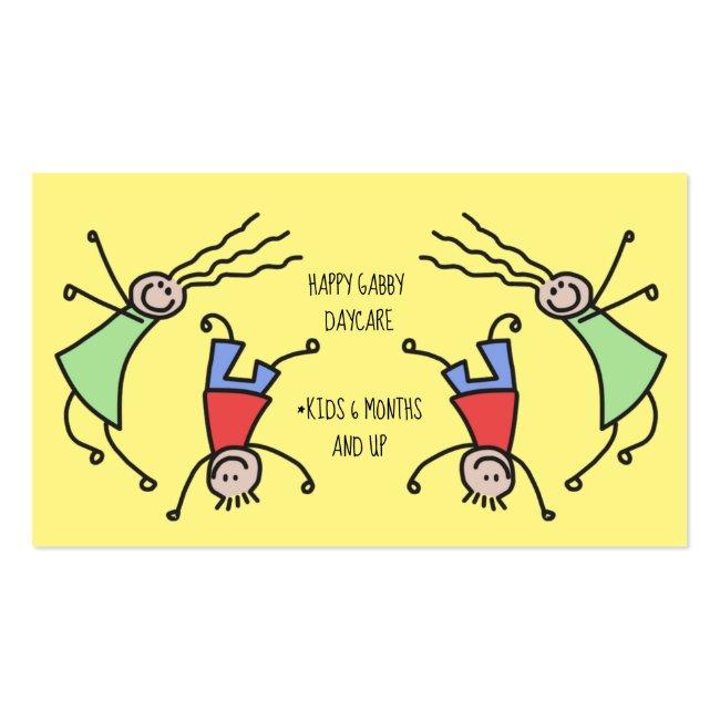 Happy Kids Playing Cute Daycare Business Card