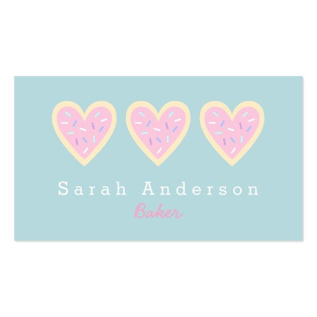 Heart Sugar Cookie Business Card For Bakers