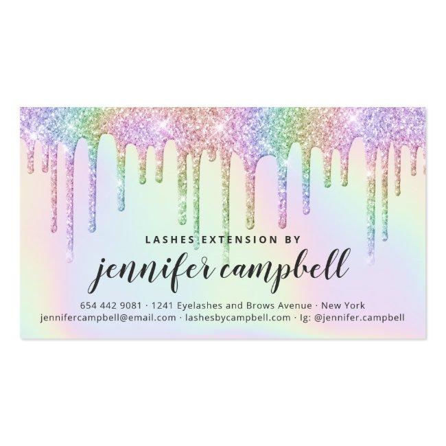 Holographic Unicorn Glitter Drips Glam Aftercare Business Card