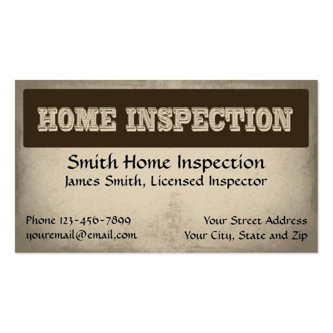Home Inspection Inspector Business Card